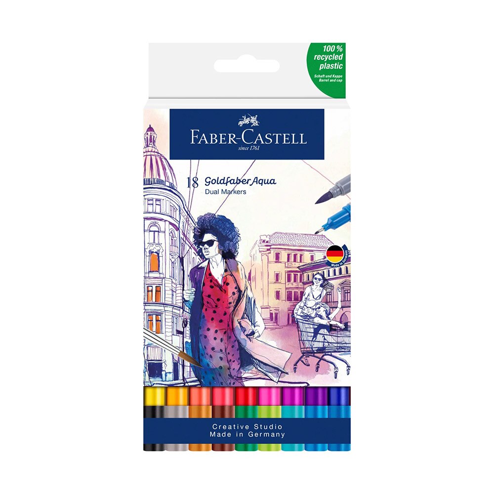 Faber-Castell, Goldfaber, AquaDual, Marker Set, 18 Count